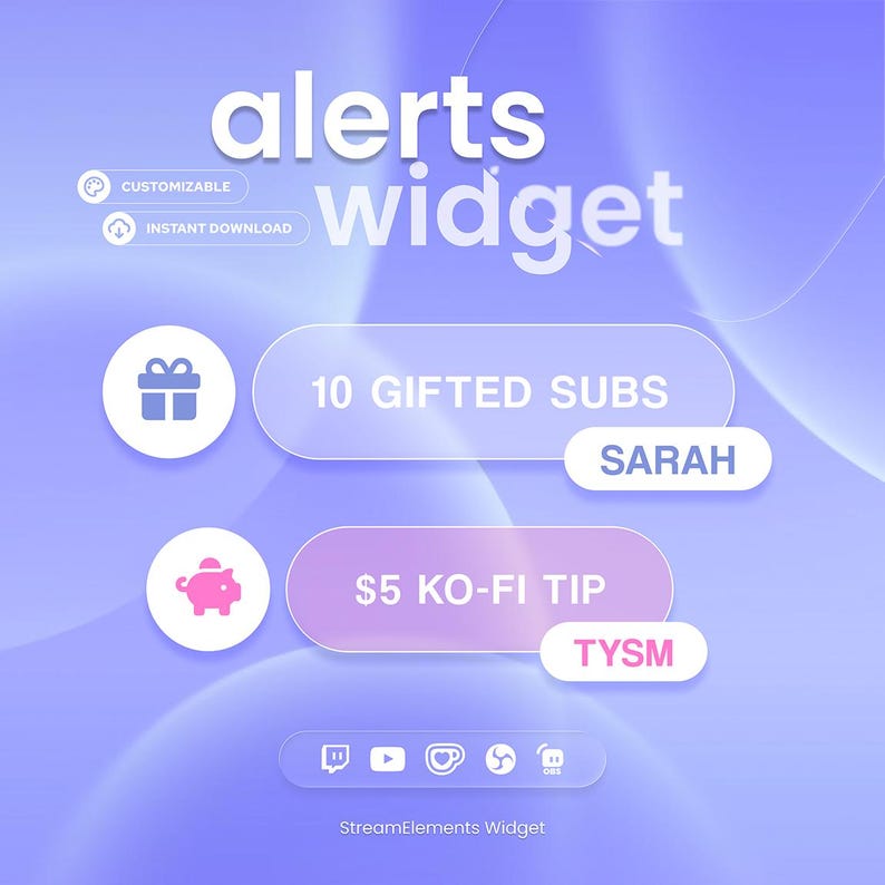 Glass Alert Box Widget | Twitch, Youtube & Ko-fi | (43) Icons ...