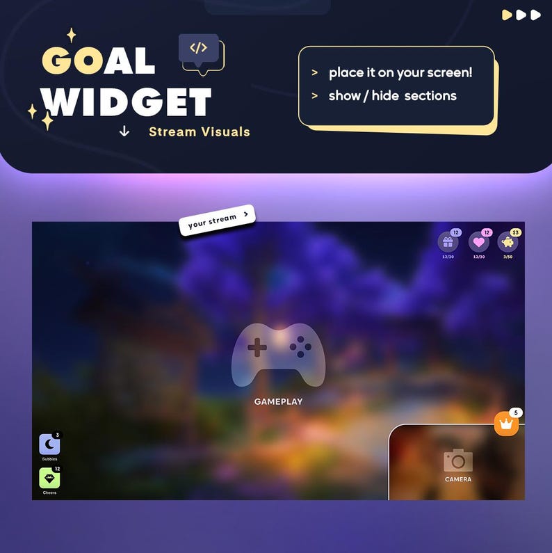 Scene Widget Goal Widget | Events Tracker | Minimal Goal for Twitch Streamers ...