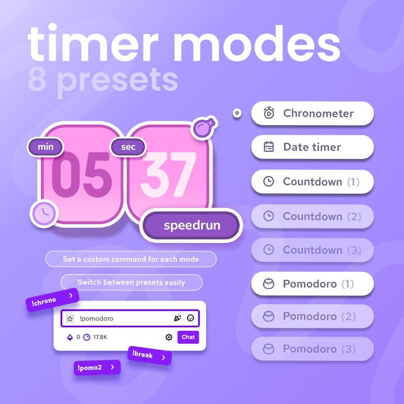 Countdown Widget | Twitch & Youtube | Timer, Stopwatch and Pomodoro ...