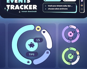 Combined Goal Widget | Events Tracker | Round Goal Bars for Twitch Streamers | Customizable | Streamelements OBS