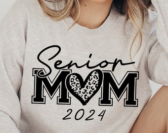 Senior Mom 2024 Svg, Senior Mom Leopard Heart Svg Files for Cricut, Cut File, Graduation - Graduate 2024 Svg, Senior Mom Shirt Svg Download