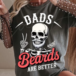 Dads With Beards Are Better png, skelet baard vader sublimatie, grappig vaderdagshirtontwerp, hipster schedelafbeelding, kunstwerk vredesteken