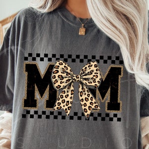 Leopard Print Mom Design: Retro Bow PNG (Digital Download)