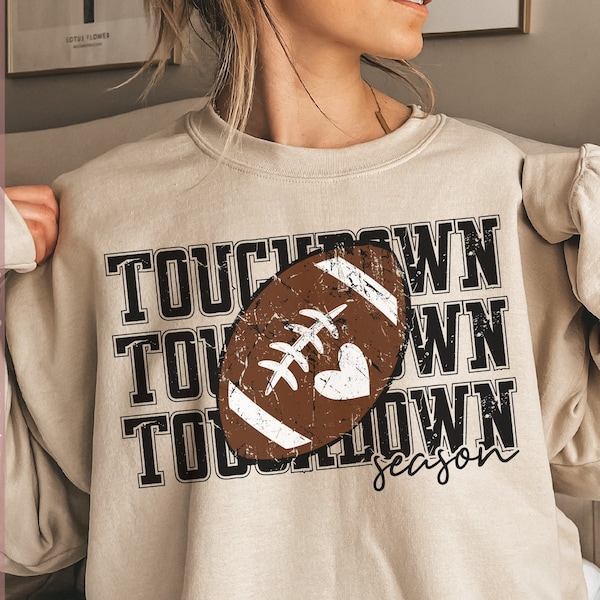 Touchdown Png, Touchdown Season Png, Distressed Football Png Shirt Design, Retro Football Png Sublimation Design Digital File Downloads