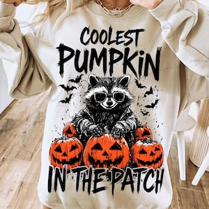 Coolste Pumpkin In The Patch png, grappige Halloween wasbeer shirt sublimatie ontwerp, spooky herfst oogstseizoen png Thanksgiving humor