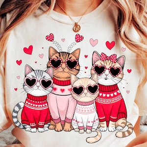 Chats de la Saint-Valentin Png, art numérique amoureux des chats pour travaux manuels, sublimation et projets de bricolage, téléchargement numérique de fichier numérique Png pour maman chat de la Saint-Valentin
