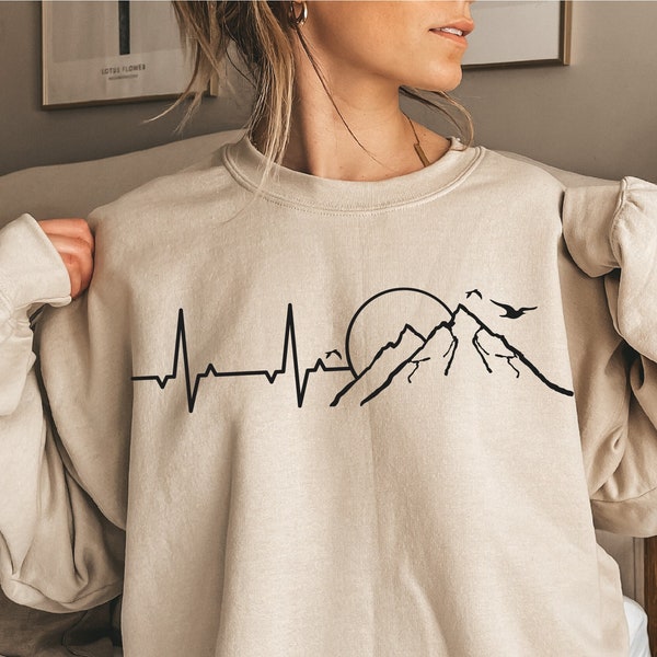 Mountain Heartbeat Svg, Camping Svg, Adventure Svg, Camper Shirt Svg Png Eps Dxf Pdf Cut File for Cricut, Silhouette Cutting File Download