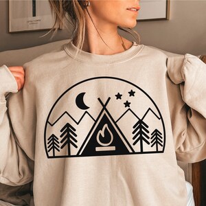 Camping Life Svg, Camper Svg, Mountains Svg, Minimalist Svg Cut File for Cricut, Silhouette Dxf Png Eps Cutting File Vector Clipart Download