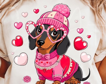 Valentine Dachshund PNG: Dog Mom Clipart (Digital Download)