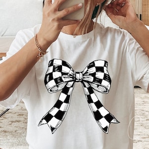 Coquette Bow Png Retro Sublimazione Stampa T-Shirt Clipart Design, Coquette Ribbon Stampa File, Checkered Bow Tie Png Digitale Download Istantaneo
