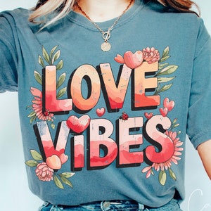 Love Vibes Png, Retro Valentinstag Png Sublimationsdruck für T-Shirt-Designs, Romantische Themen Png, Trendige Liebe Png Digital Download