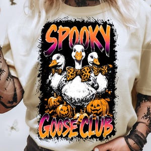 Halloween Spooky Goose Club Png, Funny Goose Squad Sublimation Shirt Design, Gothic Fall October Matching Group Printable Craft Graphic
