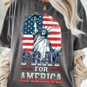 Estátua da Liberdade Ore pela América Png, Sublimação Religiosa Patriótica PNG, Design de Camiseta Cristã Americana, Liberdade e Fé Png,
