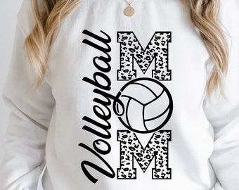 Volleyball Mom Svg, Volleyball Mama Shirt Design, Volleyball Svg Files for Cricut - Cut File, Volleyball Vector Clipart,Leopard Shirt Print