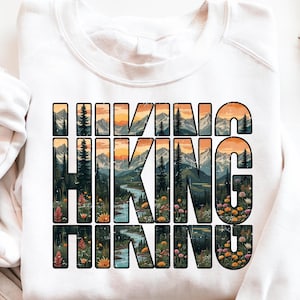 Hiking Sublimation PNG, Retro Hiking Shirt PNG, Mountain Adventure PNG, Outdoor Camping Nature T-Shirt Sublimation Digital File Download