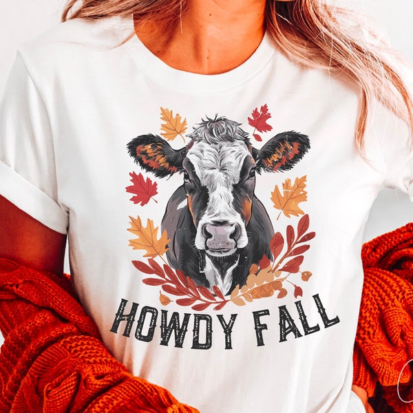 Howdy Fall Png, Autumn Leaves Png, Fall Heifer Png, Western Fall Png, Country Style Png Farmhouse Autumn PNG for Home Decor Digital Download