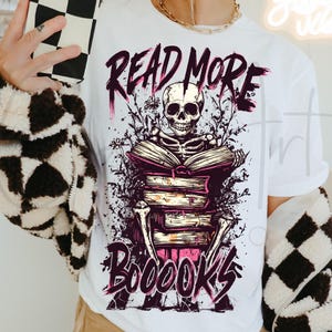 Halloween, lire plus de livres, squelette, sublimation, amateur de livres, chemise, grunge, gothique, floral, fantasmagorie, automne, octobre, lecture, professeur, graphique