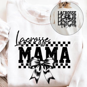 Lacrosse Mama Svg Png, lacrosse moeder T-shirt voor- en achterkant gesneden bestand, Cricut of sublimatie ontwerpen, Game Day Vibes silhouet downloaden