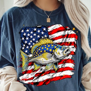 Zeebaars met Amerikaanse vlag png, patriottische baars vissen png sublimatieontwerp, Amerikaanse vlag grafische digitale download 4 juli png