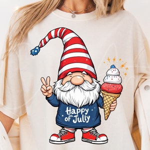 Patriotic Gnome PNG Clipart: 4th of July Ice Cream Design (Digital Download)