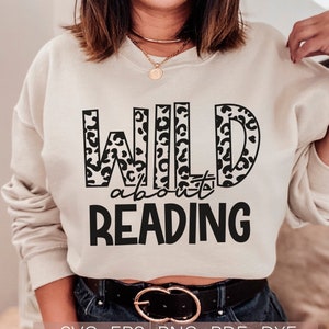Wild über Lesen svg, Lehrer-Svg, Lehrer-Lebens-Svg, Leopard - Gepard - Tier-Druck-Svg-Schnitt-Datei für Cricuti schneiden Sofortiger Download