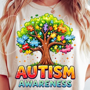 Autismus Bewusstsein PNG, Autismus Baum Sublimationsdatei, Puzzleteil Digital Design, Unterstützung Autismus Monat Png, DIY Bastelbedarf für Shirts
