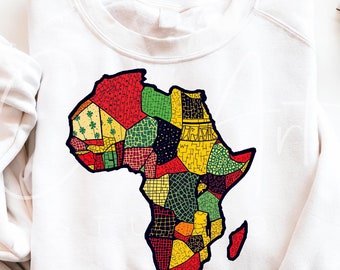 Carte colorée de l'Afrique PNG, sublimation de motifs tribaux africains, art numérique culturel vibrant, artisanat afrocentrique bricolage et thème du patrimoine