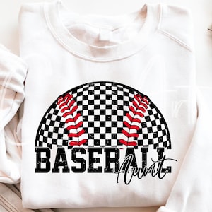 Tía de béisbol Png, béisbol a cuadros retro Png, tía deportiva Png, camiseta de sublimación del día del juego Png, diseños de tazas, archivo digital, descarga instantánea