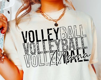 Volleyball Mama Leopard Print Design: Distressed Grunge SVG PNG (Cut File)