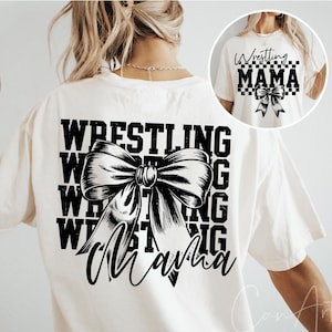 Wrestling Mama Svg Png, Wrestling Mom T-Shirt voor- en achterkant gesneden bestand, Cricut of sublimatie ontwerpen, Game Day Vibes silhouet downloaden