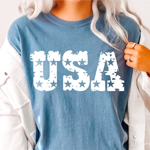 Fichier coupé Png USA en détresse pour Cricut, modèles de chemise patriotique grunge, 4 juillet Svg, God Bless America Svg Silhouette Eps Dxf Pdf