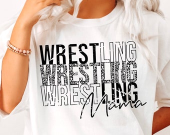 Wrestling Mama Leopard Print SVG PNG: Distressed Mom Shirt Design (Digital Files)