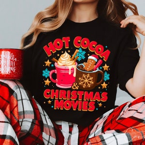 Heißer Kakao und Weihnachtsfilme Png, Retro Weihnachten Png, Sublimationsentwürfe, Weihnachtsfilmnacht Png, Gemütliche Weihnachten Png, digitale Datei