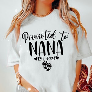 Gepromoveerd tot Nana Svg, nieuw Nana Svg-bestand grootmoeder aankondiging Svg, oma Svg-ontwerpen, eerste keer Nana Svg Cut-bestand voor Cricut downloaden
