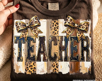 Coquette Leopard Teacher PNG - Perfect for Appreciation Tees and Gifts
