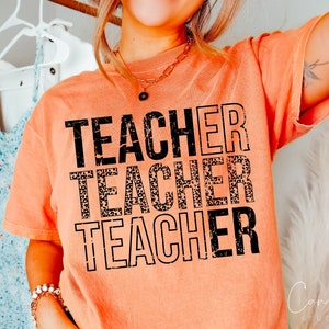 Teacher Svg Png, Teacher Life Svg, Teacher Leopard Print Svg Teacher Shirt Svg Cut File for Cricut Silhouette Eps Dxf Pdf Vinly Decal Vector