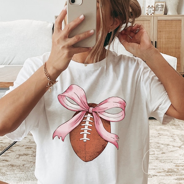 Coquette Football Png , Pink Girly Football T-Shirt Print Sublimation Design Trendy Png Files Digital File Instant Download Football Clipart