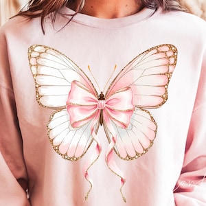 Borboleta rosa Png Clipart, Borboleta retrô Coquette Png, Impressão de sublimação de aquarela Png para camiseta do Dia dos Namorados, Caneca Crafy Supply