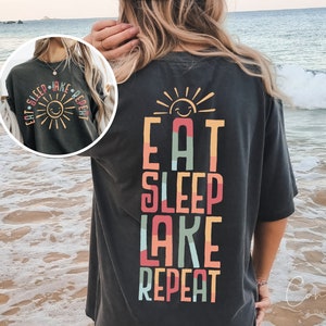 食べる、眠る、湖、繰り返し PNG、湖の生活 PNG、キャンプ ライフスタイル PNG アウトドア アドベンチャー デザイン 湖シャツ昇華デザイン プリント ファイルのダウンロード