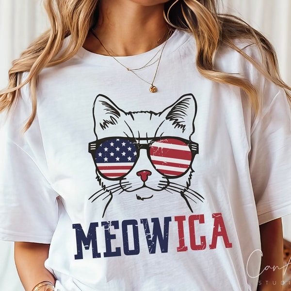 Meowica Png, Patriotic Cat Png, Distressed American Flag Png, Fourth of July Cat Graphic Independence Day Png Patriotic Kitten Sublimation