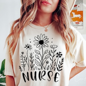 Floral Nurse SVG Cut File: Spring Wildflower Design (Cricut, Silhouette, PDF)