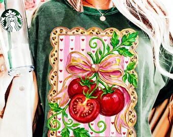 Coquette Tomat PNG - Vintage-stil sommar sublimeringsdesign för hantverk