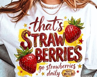 Preppy Summer Strawberry PNG | Retro Floral Strawberries | Vintage Festival Graphics