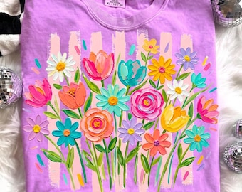 Gestreifter Boho Blumen Pinselstrich PNG | Preppy Sommer Vibes | Wildblumen & Frühlingsblumen