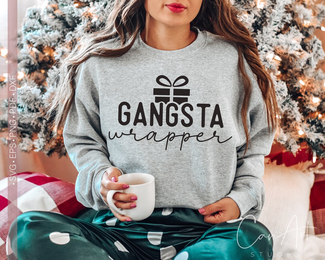 Gangsta Wrapper SVG PNG, Christmas Svg, Funny Christmas Svg T Shirt ...