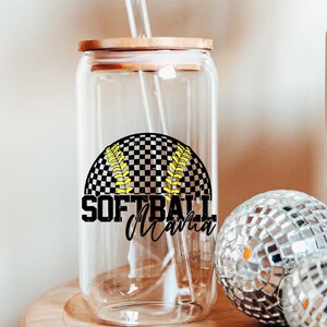 Softball Mama Png, Retro Checkered Softball Png, Sport Mom Png, Game Day Png Sublimation T-Shirt, Mug Designs Digital File Instant Download image 2
