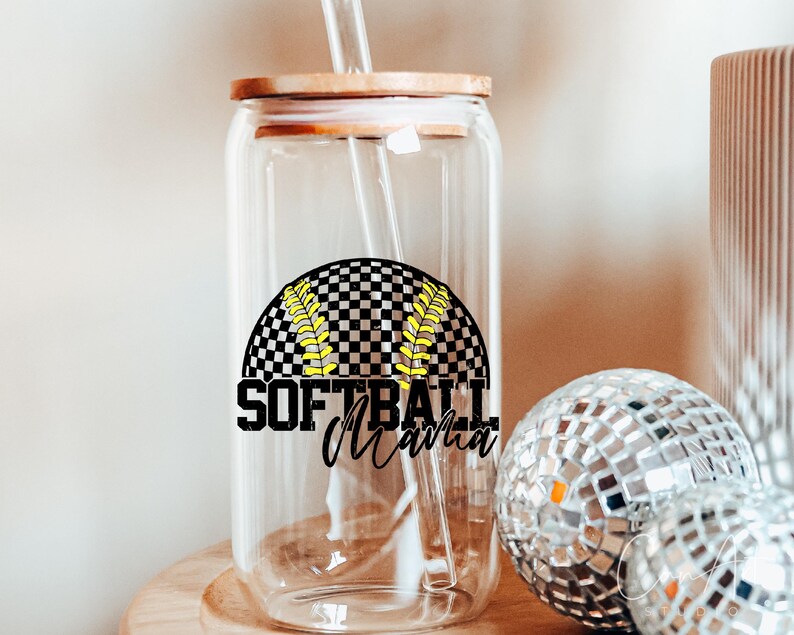 Softball Mama Png, Retro Checkered Softball Png, Sport Mom Png, Game Day Png Sublimation T-Shirt, Mug Designs Digital File Instant Download image 2