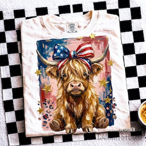 Vache Highland patriotique PNG - Vache du 4 juillet avec sublimation d'arc image 5