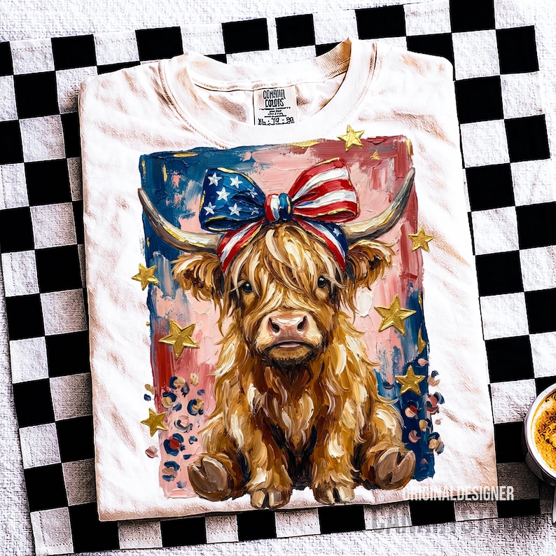Vache Highland patriotique PNG - Vache du 4 juillet avec sublimation d'arc image 5