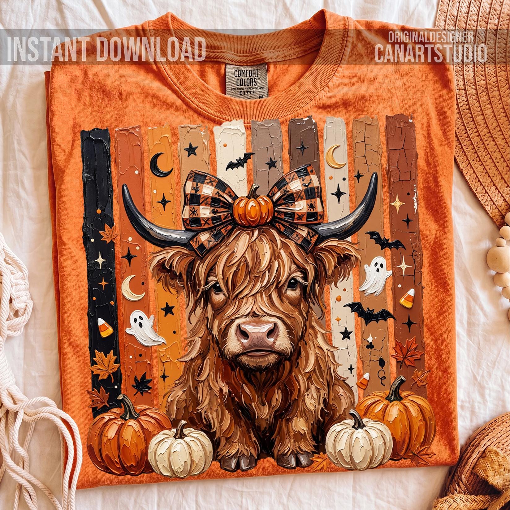 Highland Cow Halloween PNG - Spooky Fall Cow Sublimation Design With ...